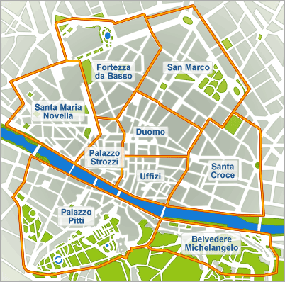 Karte der Hotels in Florenz